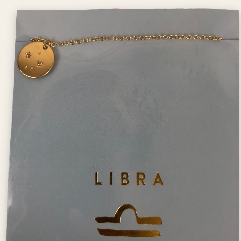 New Lucky Feather Libra Zodiac Constellation 14k Gold Dipped Pendant Necklace